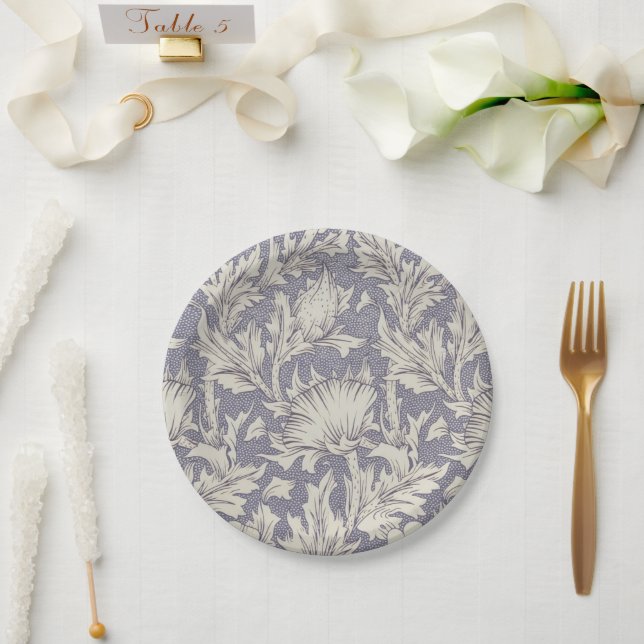 William Morris Horn Poppy Classic Floral Paper Plates (Wedding)