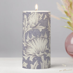 William Morris Horn Poppy Classic Floral Pillar Candle