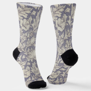 William Morris Horn Poppy Classic Floral Socks