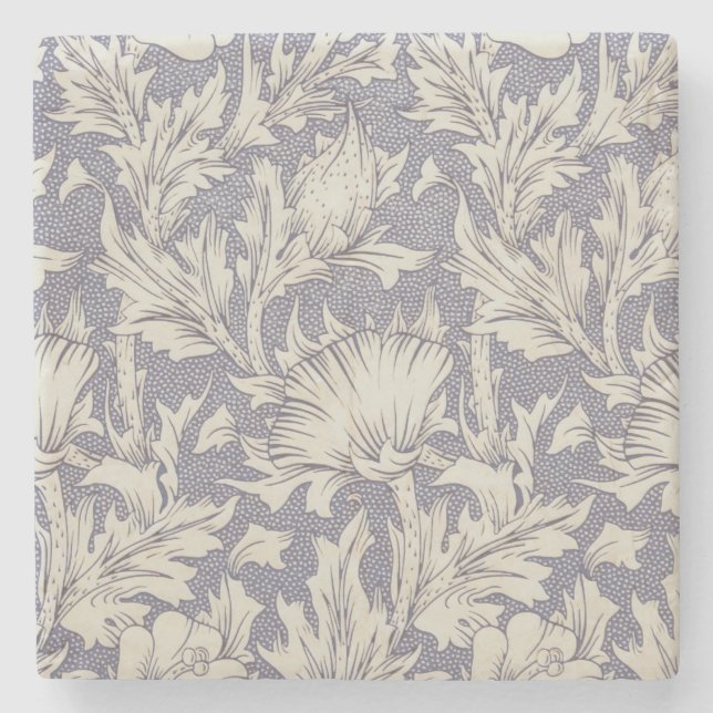 William Morris Horn Poppy Classic Floral Stone Coaster (Front)