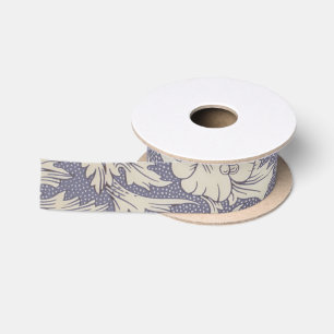 William Morris Horn Poppy Wallpaper Print: Vintage Satin Ribbon
