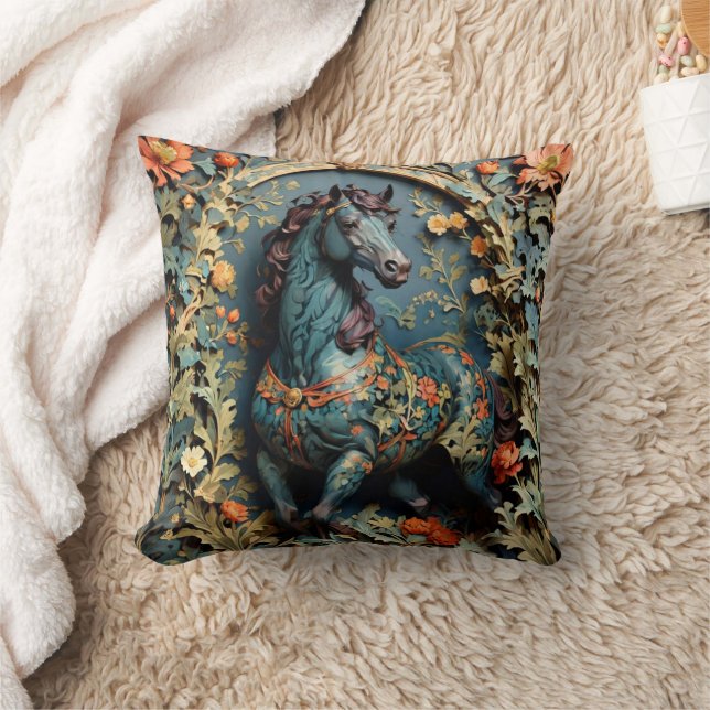 William Morris Horse Throw Pillow (Blanket)