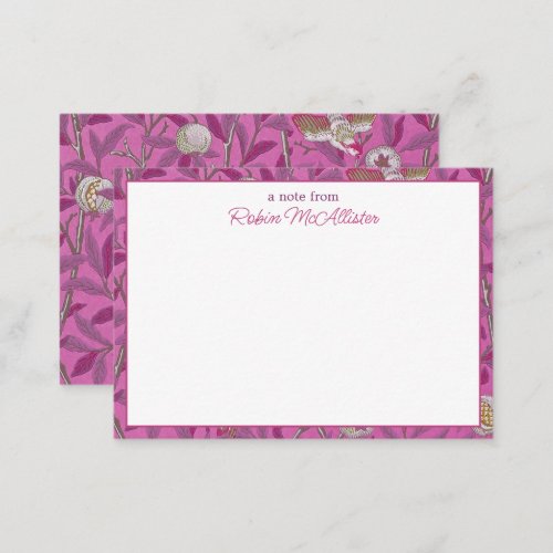 William Morris Hot Pink Birds and Pommegrenates Note Card