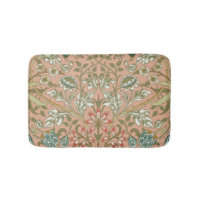 William Morris Hyacinth Flower Rose Art Bath Mat (Front)