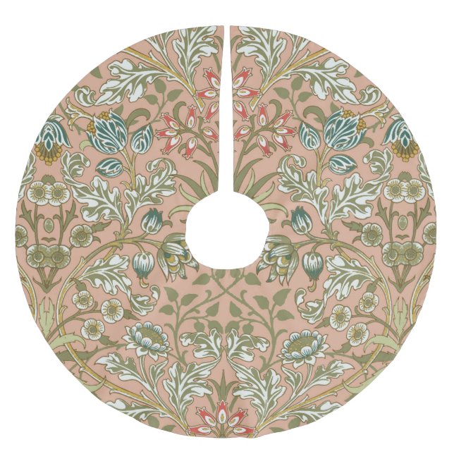 William Morris Hyacinth Flower Rose Art Brushed Polyester Tree Skirt (Front)