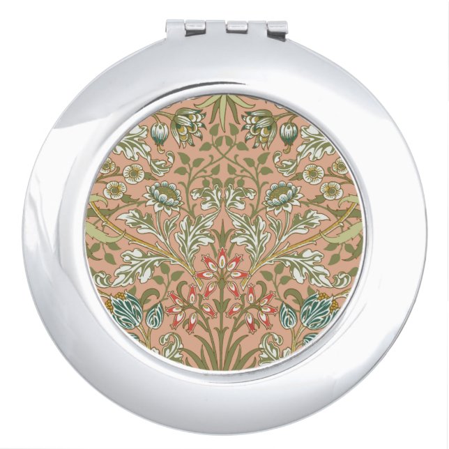 William Morris Hyacinth Flower Rose Art Compact Mirror (Front)