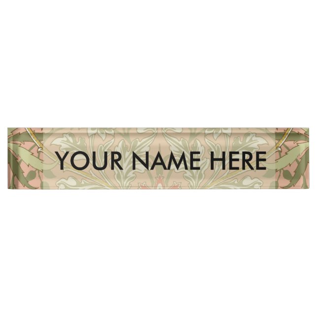 William Morris Hyacinth Flower Rose Art Desk Name Plate (Front)