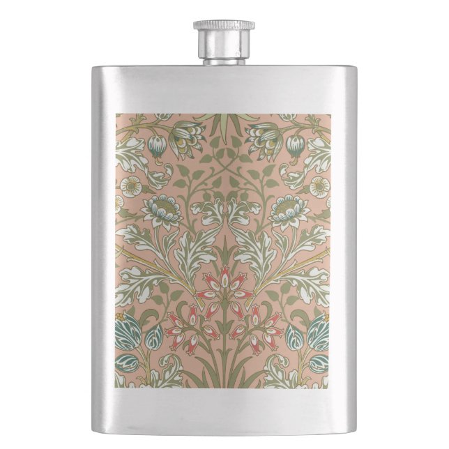 William Morris Hyacinth Flower Rose Art Flask (Front)