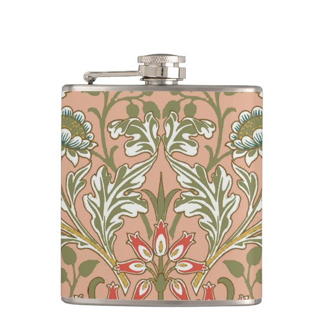 William Morris Hyacinth Flower Rose Art Flask (Front)