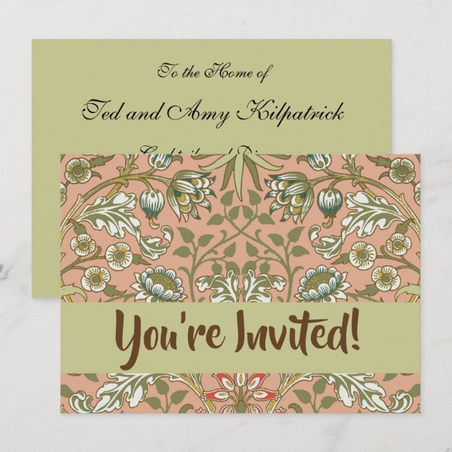 William Morris Hyacinth Flower Rose Art Invitation (Front/Back)