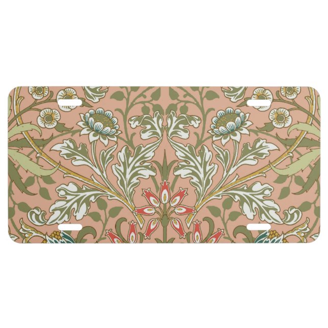 William Morris Hyacinth Flower Rose Art License Plate (Front)