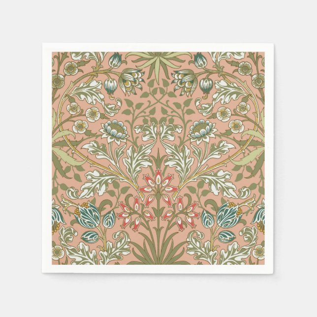 William Morris Hyacinth Flower Rose Art Napkins (Front)