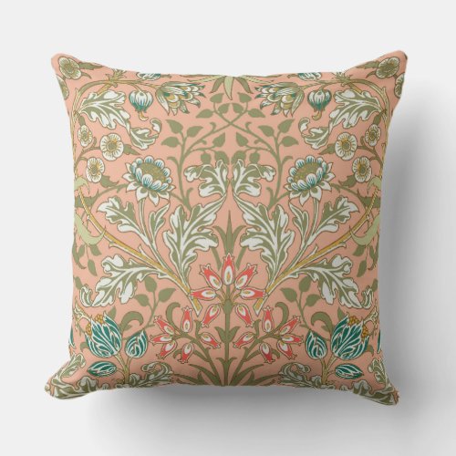 William Morris Hyacinth Flower Rose Art Outdoor Pillow