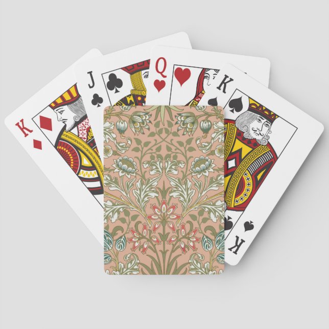William Morris Hyacinth Flower Rose Art Poker Cards (Back)