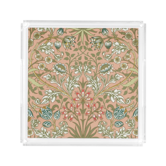 William Morris Hyacinth Pattern Dusty Rose Acrylic Tray (Front)