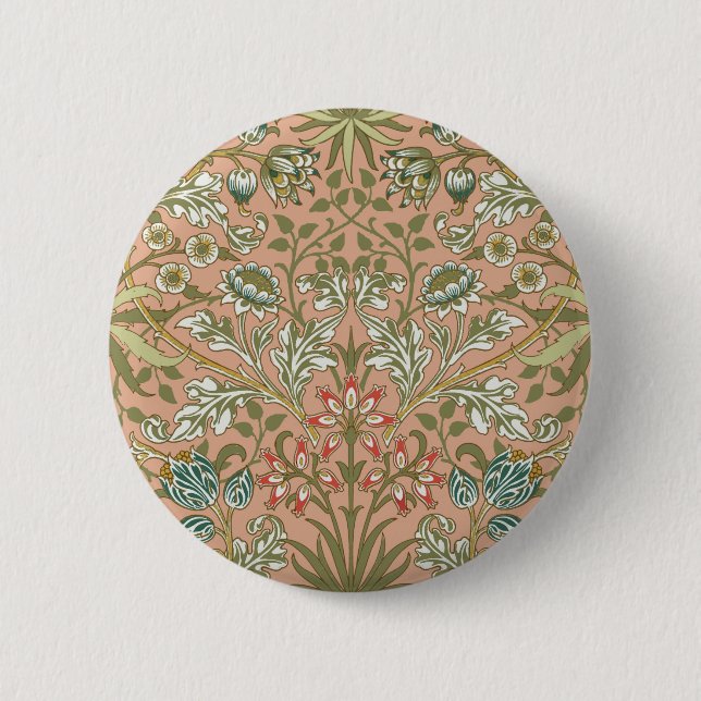 William Morris Hyacinth Pattern Dusty Rose Button (Front)