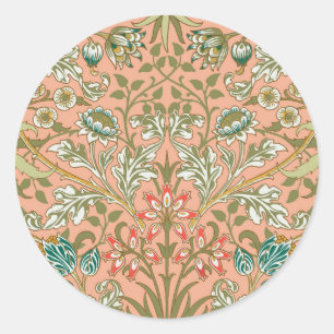 William Morris Hyacinth Pattern Dusty Rose Classic Round Sticker