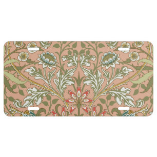 William Morris Hyacinth Pattern Dusty Rose License Plate