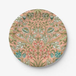 William Morris Hyacinth Pattern Dusty Rose Paper Plates