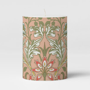 William Morris Hyacinth Pattern Dusty Rose Pillar Candle