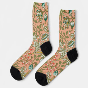William Morris Hyacinth Pattern Dusty Rose Socks