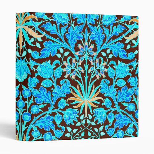 William Morris Hyacinth Print Aqua and Brown 3 Ring Binder