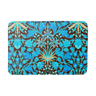 William Morris Hyacinth Print, Aqua and Brown Bath Mat