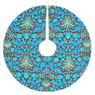 William Morris Hyacinth Print, Aqua and Brown Brushed Polyester Tree Skirt