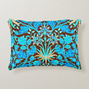 William Morris Hyacinth Print, Aqua and Brown Decorative Pillow