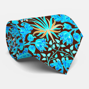 William Morris Hyacinth Print, Aqua and Brown Neck Tie