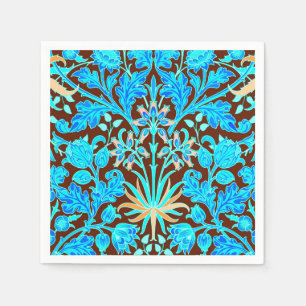 William Morris Hyacinth Print, Aqua and Brown Paper Napkins