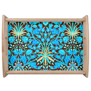 William Morris Hyacinth Print, Aqua and Brown Serving Tray