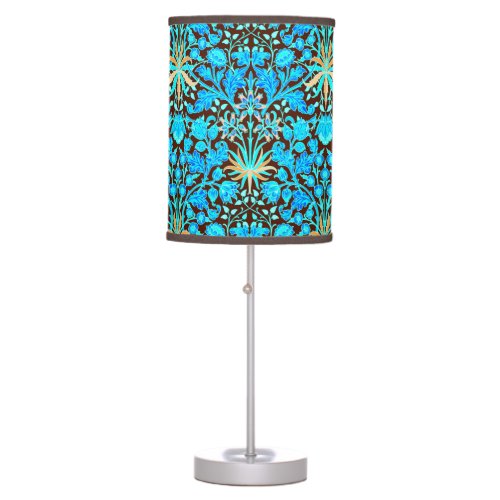 William Morris Hyacinth Print Aqua and Brown Table Lamp