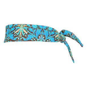 William Morris Hyacinth Print, Aqua and Brown Tie Headband