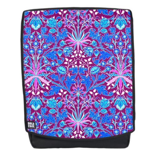 William Morris Hyacinth Print Aqua and Purple Backpack