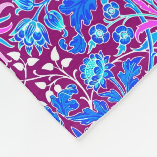 William Morris Hyacinth Print Aqua and Purple Fleece Blanket