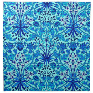 William Morris Hyacinth Print, Aqua and Turquoise Cloth Napkin