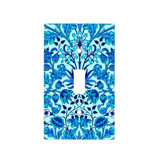 William Morris Hyacinth Print, Aqua and Turquoise  Light Switch Cover (Front)