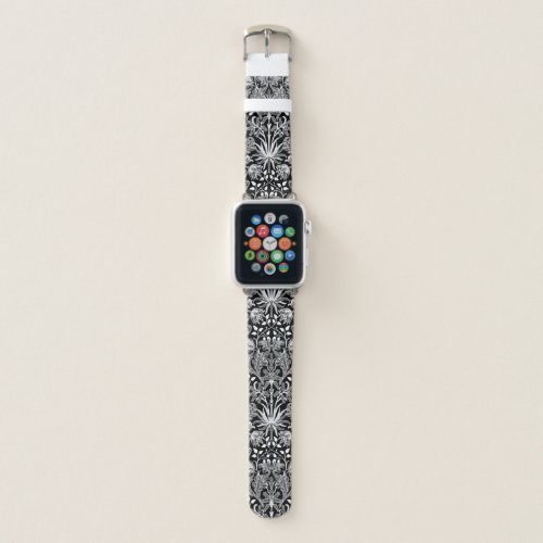 William Morris Hyacinth Print Black and White Apple Watch Band