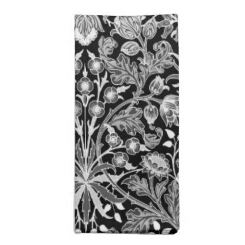 William Morris Hyacinth Print Black and White Cloth Napkin