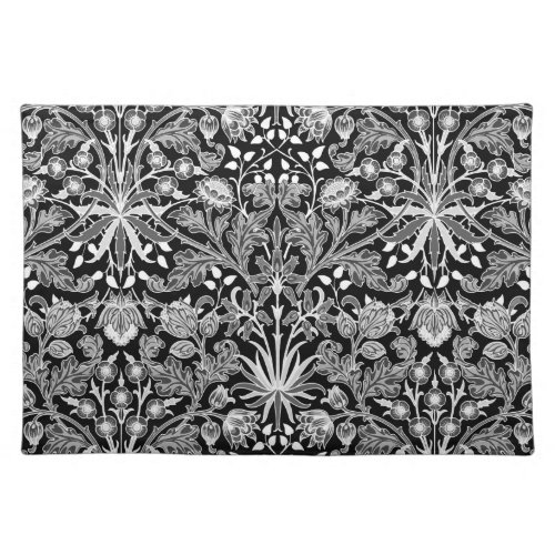 William Morris Hyacinth Print Black and White Cloth Placemat