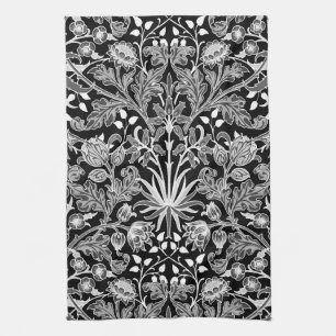 William Morris Hyacinth Print, Black and White Kitchen Towel