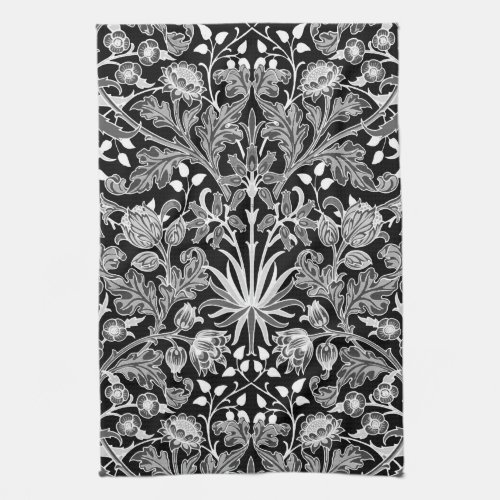 William Morris Hyacinth Print Black and White Kitchen Towel