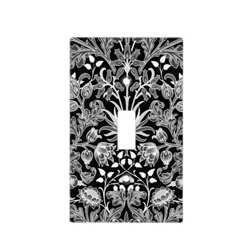 William Morris Hyacinth Print Black and White Light Switch Cover