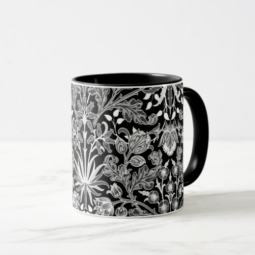William Morris Hyacinth Print Black and White Mug