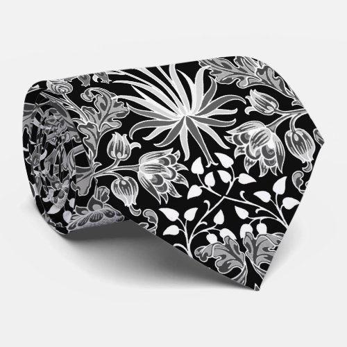 William Morris Hyacinth Print Black and White Neck Tie
