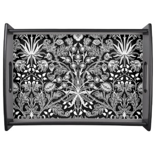 William Morris Hyacinth Print, Black and White Serving Tray