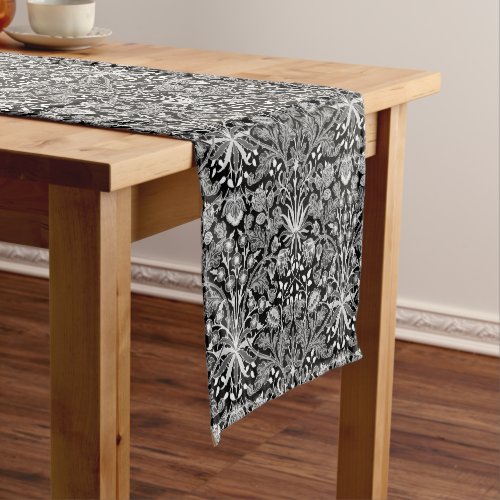 William Morris Hyacinth Print Black and White Short Table Runner