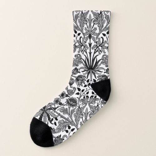 William Morris Hyacinth Print Black and White Socks