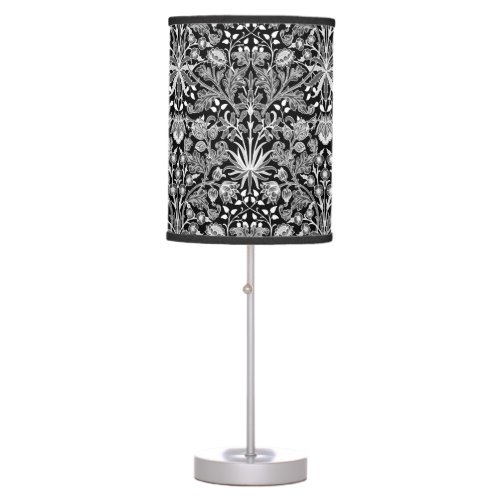 William Morris Hyacinth Print Black and White Table Lamp